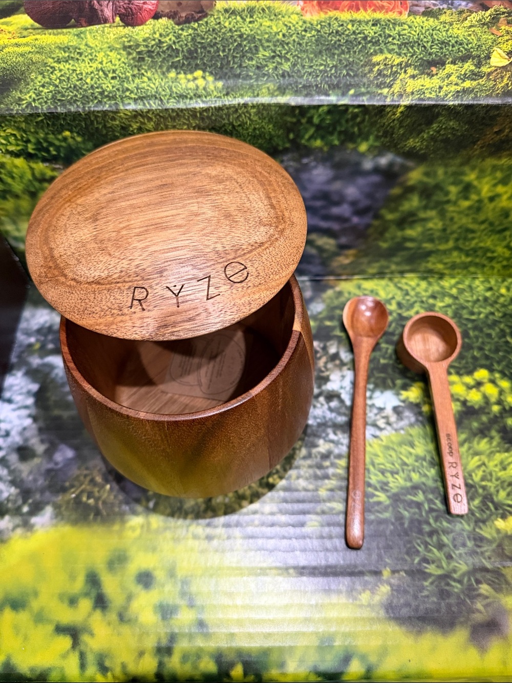 RYZE Wooden Storage Jar Set with Scoop and Spoon